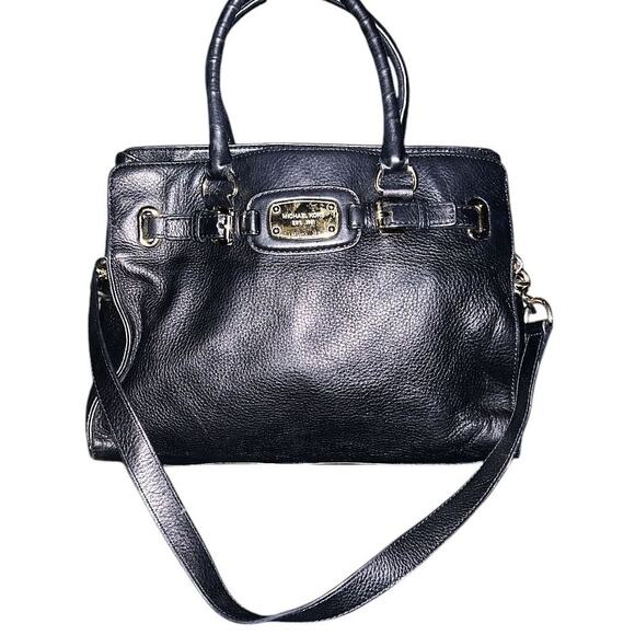 Michael Kors Hamilton East West Black Pebbled Leather Tote Bag 38T1XHMT9L - Picture 1 of 10